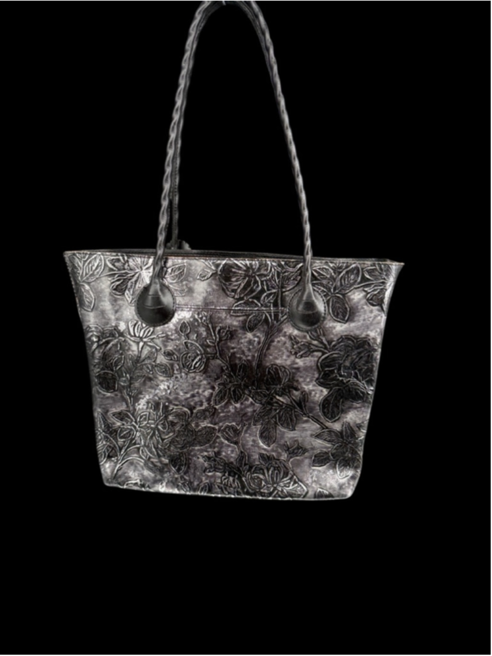 Women's Patricia Nash Silver & Black Floral Embossed Tote Bag One Size - Picture 2 of 3